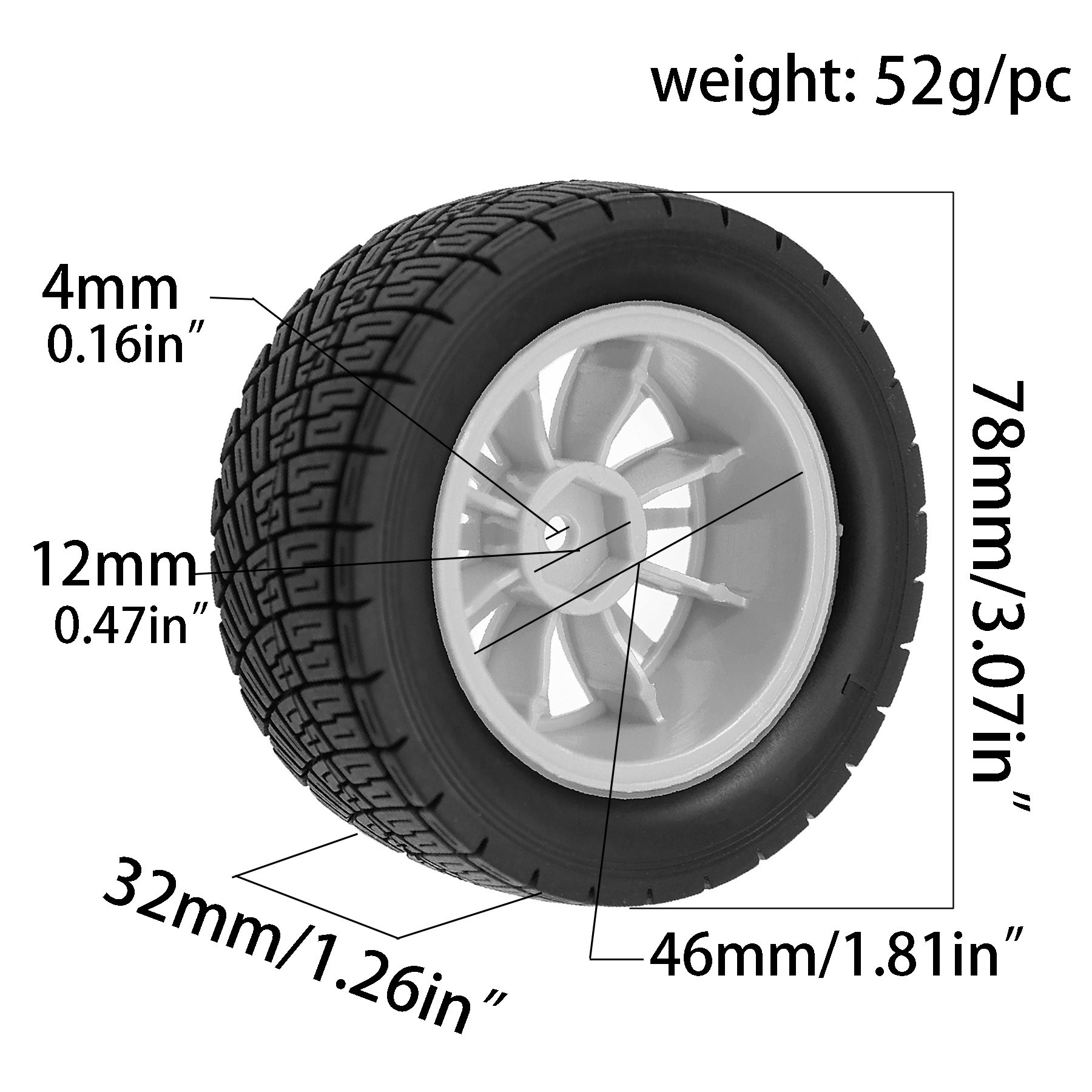Opony gumowe i felgi 78mm 1/10 – Yunshen Rc Hobby recenzja i cena